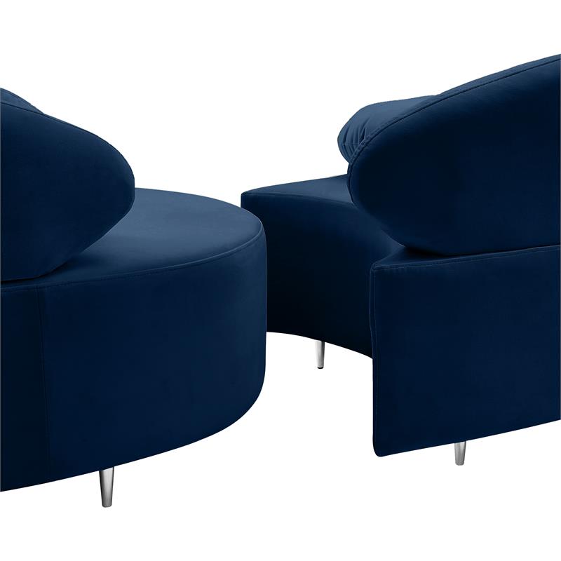 Meridian Furniture Vivacious Navy Velvet 3pc. Sectional
