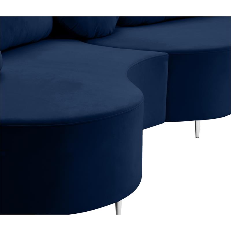 Meridian Furniture Vivacious Navy Velvet 3pc. Sectional