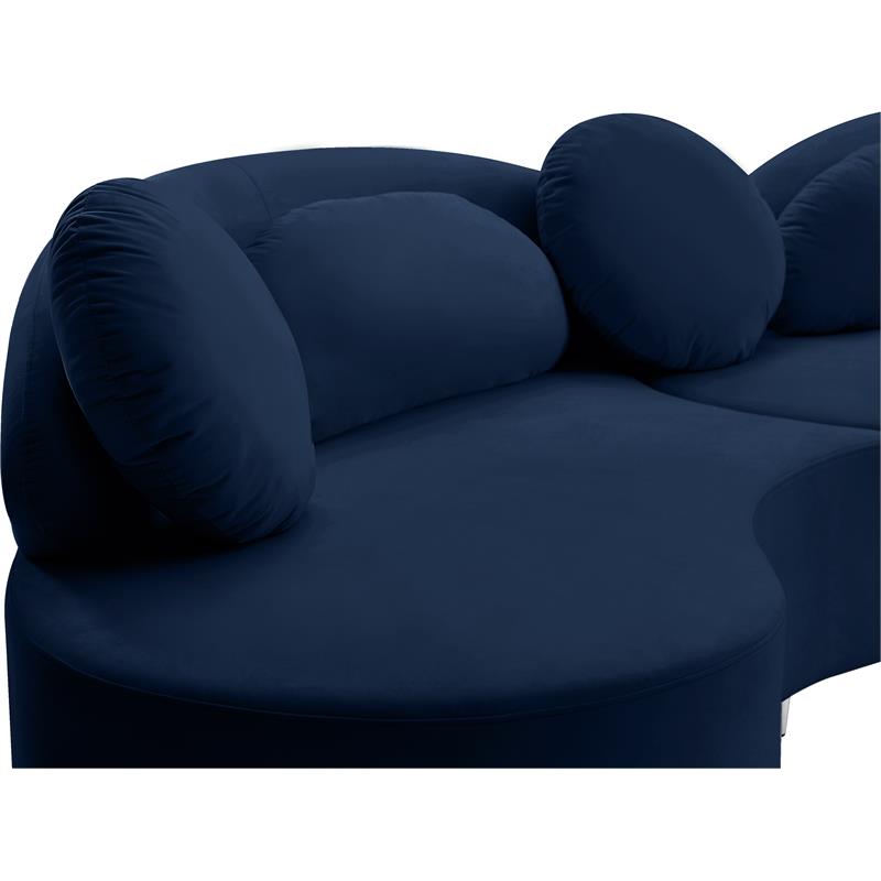 Meridian Furniture Vivacious Navy Velvet 3pc. Sectional