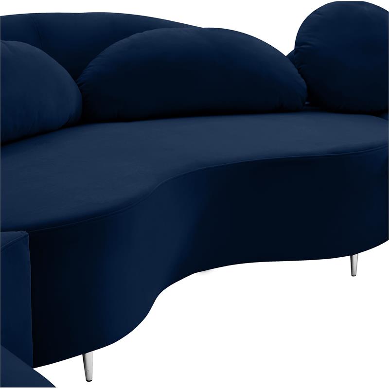 Meridian Furniture Vivacious Navy Velvet 3pc. Sectional