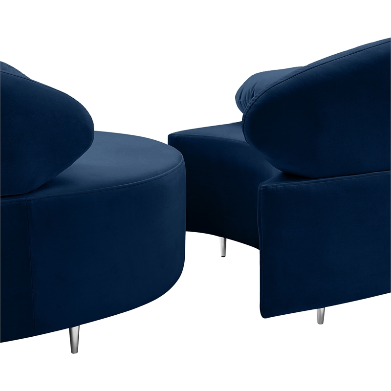 Meridian Furniture Vivacious Navy Velvet 3pc. Sectional