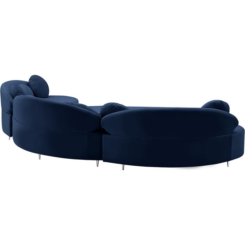 Meridian Furniture Vivacious Navy Velvet 3pc. Sectional