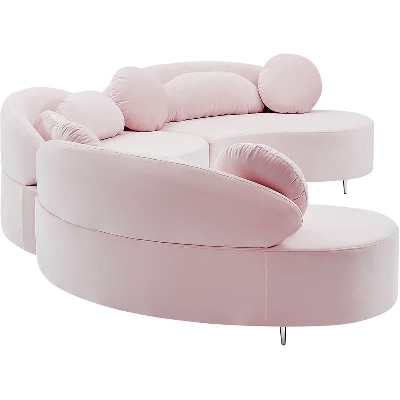 Meridian Furniture Vivacious Pink Velvet 3pc. Sectional