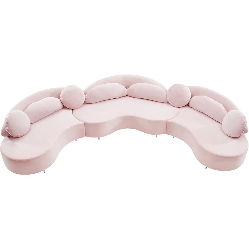 Meridian Furniture Vivacious Pink Velvet 3pc. Sectional