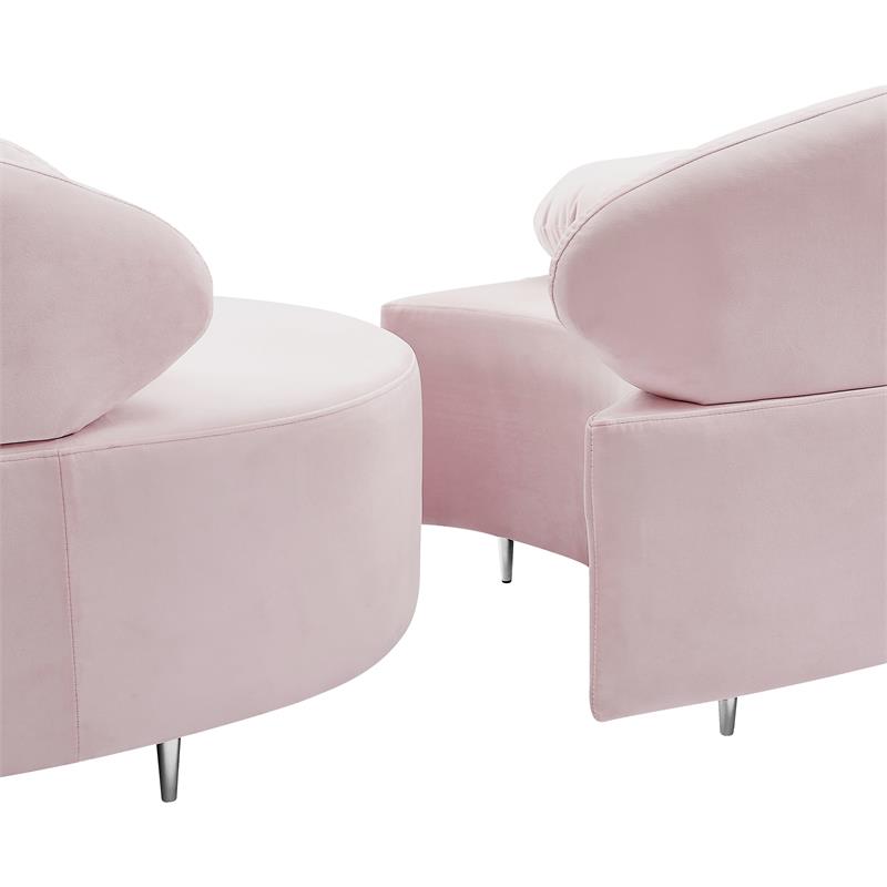 Meridian Furniture Vivacious Pink Velvet 3pc. Sectional