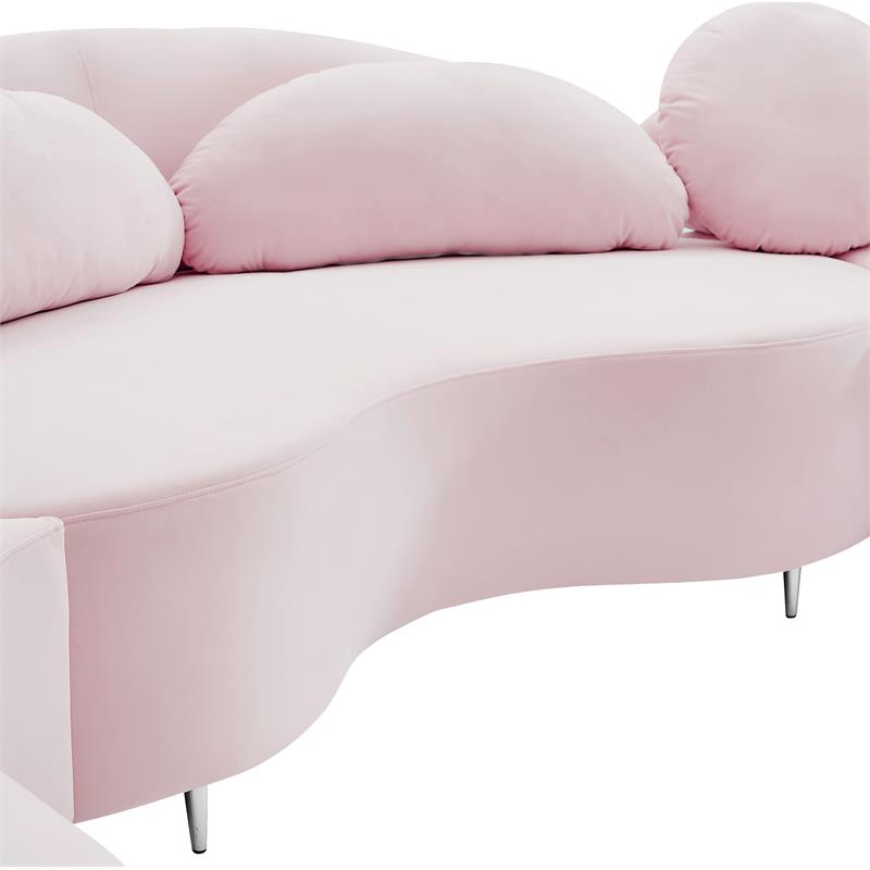 Meridian Furniture Vivacious Pink Velvet 3pc. Sectional