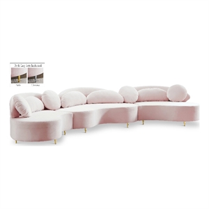Meridian Furniture Vivacious Pink Velvet 3pc. Sectional