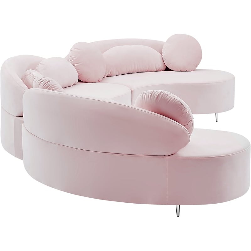 Meridian Furniture Vivacious Pink Velvet 3pc. Sectional