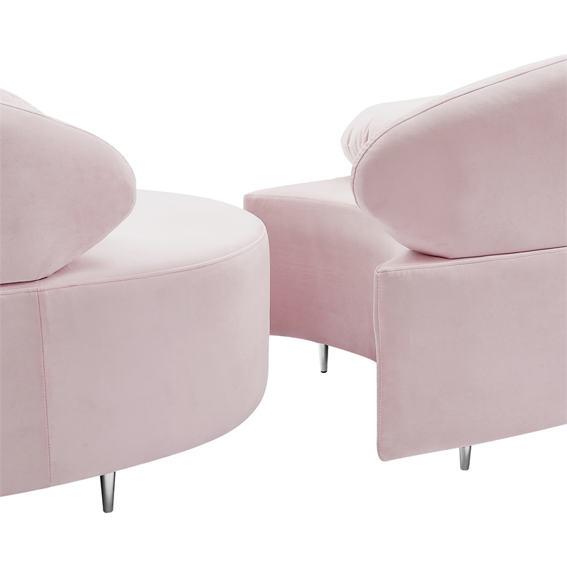 Meridian Furniture Vivacious Pink Velvet 3pc. Sectional