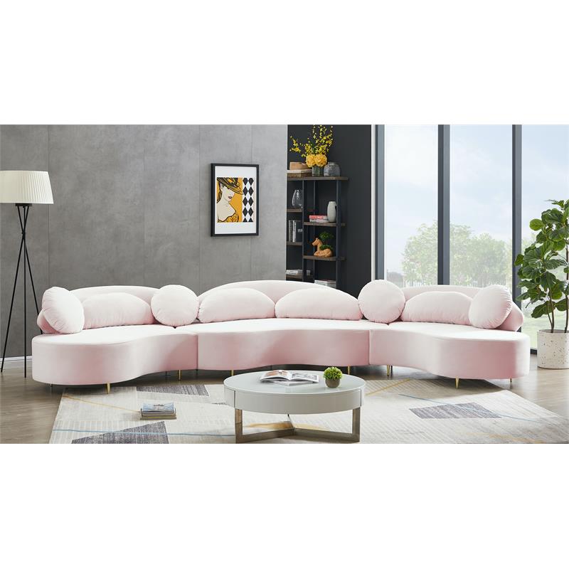 Meridian Furniture Vivacious Pink Velvet 3pc. Sectional