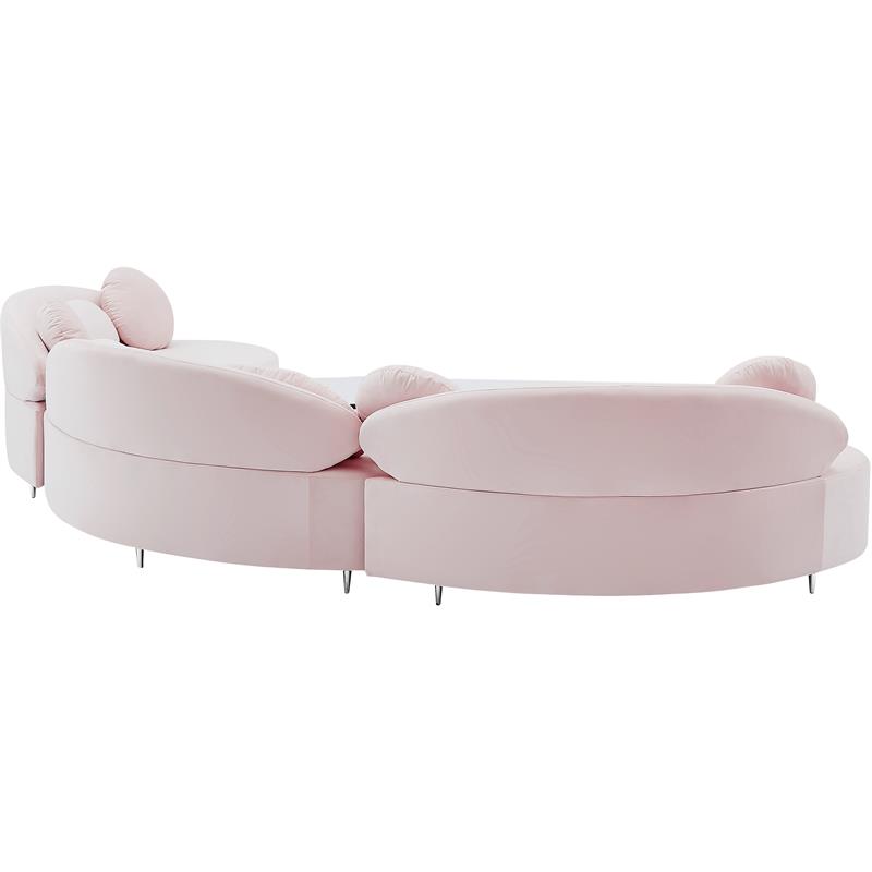 Meridian Furniture Vivacious Pink Velvet 3pc. Sectional