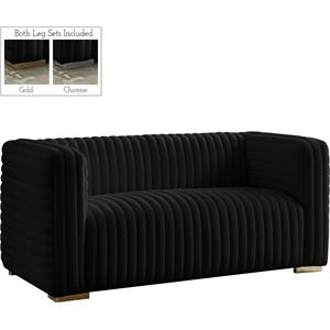 meridian furniture ravish black velvet loveseat