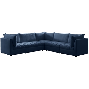 meridian furniture jacob navy velvet modular sectional