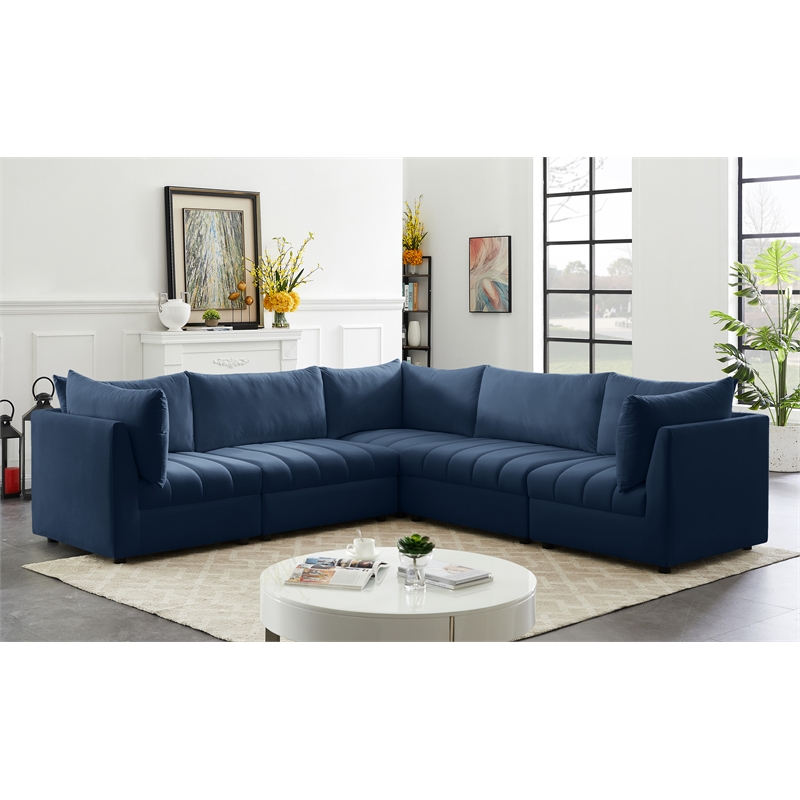 Meridian Furniture Jacob Navy Velvet Modular Sectional