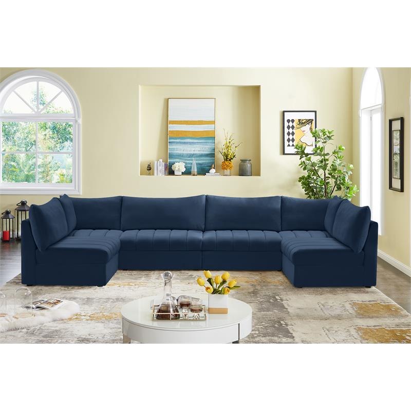 Meridian Furniture Jacob Navy Velvet Modular Sectional