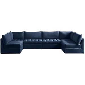 meridian furniture jacob navy velvet modular sectional