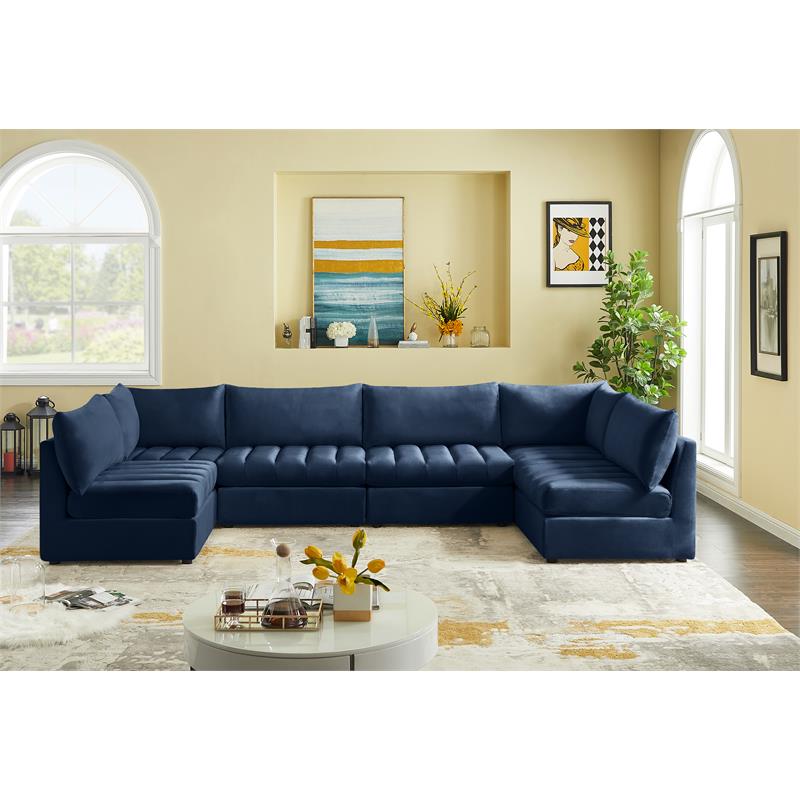Meridian Furniture Jacob Navy Velvet Modular Sectional