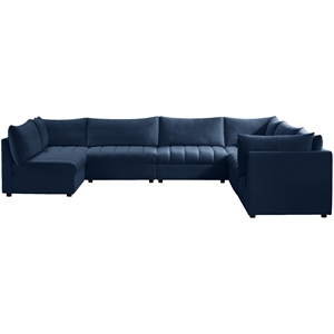 meridian furniture jacob navy velvet modular sectional