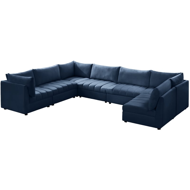 Meridian Furniture Jacob Navy Velvet Modular Sectional