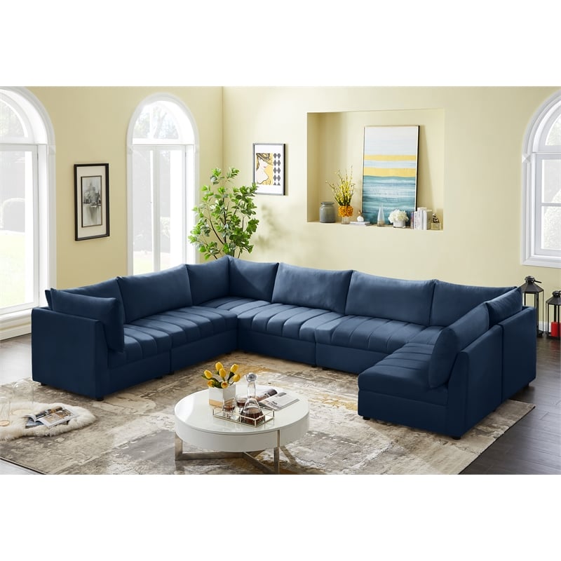 Meridian Furniture Jacob Navy Velvet Modular Sectional