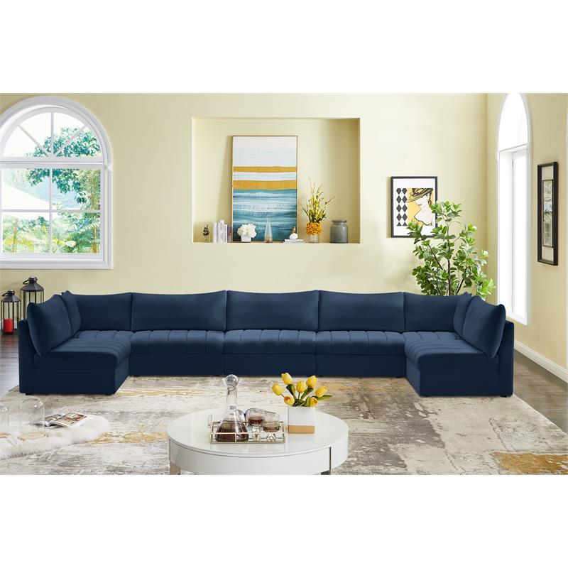 Meridian Furniture Jacob Navy Velvet Modular Sectional
