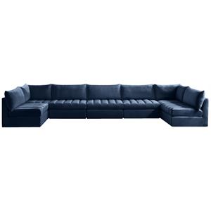 meridian furniture jacob navy velvet modular sectional