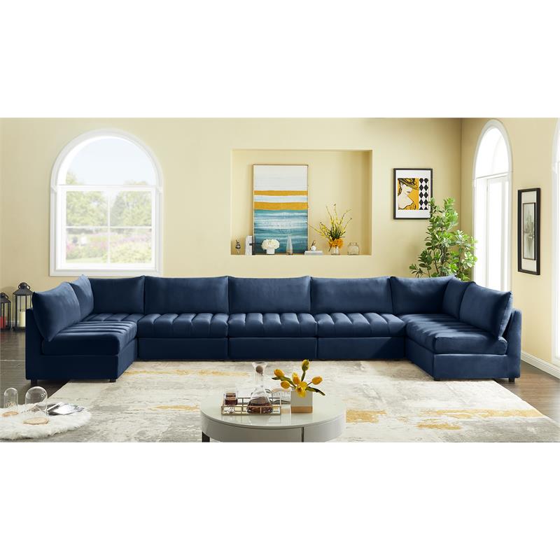 Meridian Furniture Jacob Navy Velvet Modular Sectional