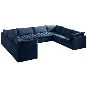 meridian furniture jacob navy velvet modular sectional