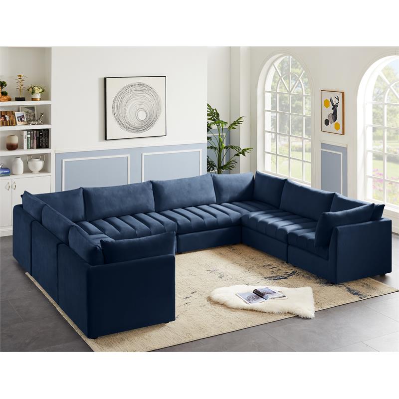 Meridian Furniture Jacob Navy Velvet Modular Sectional