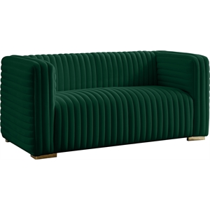 meridian furniture ravish green velvet loveseat