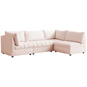 meridian furniture jacob pink velvet modular sectional