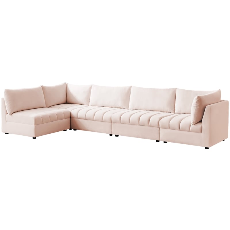 Meridian Furniture Jacob Pink Velvet Modular Sectional