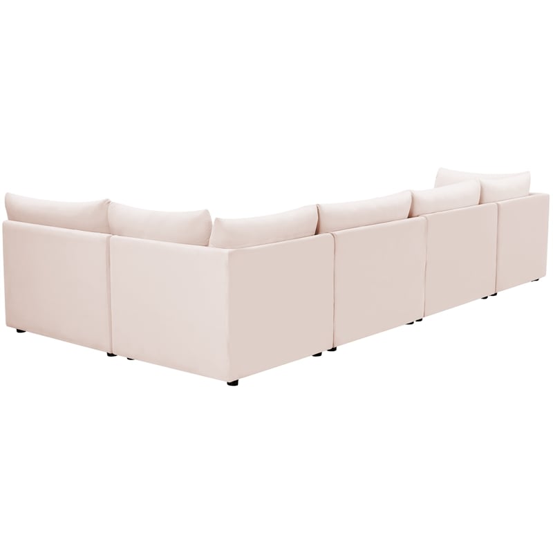 Meridian Furniture Jacob Pink Velvet Modular Sectional