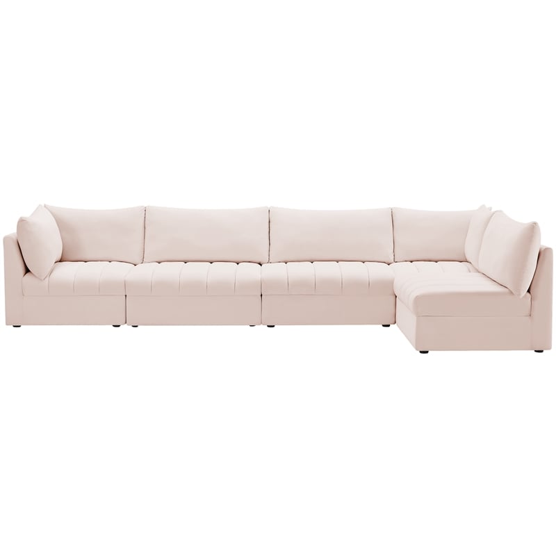 Meridian Furniture Jacob Pink Velvet Modular Sectional