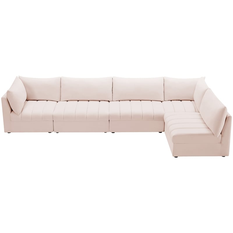 Meridian Furniture Jacob Pink Velvet Modular Sectional