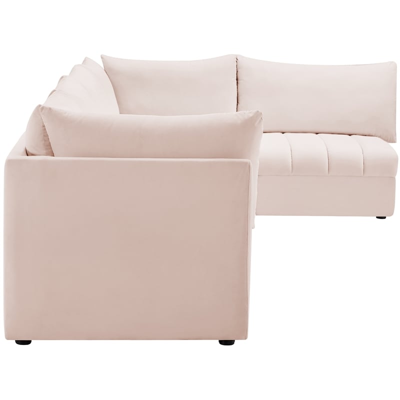 Meridian Furniture Jacob Pink Velvet Modular Sectional