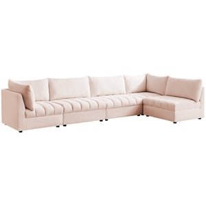 meridian furniture jacob pink velvet modular sectional