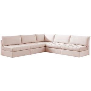 meridian furniture jacob pink velvet modular sectional