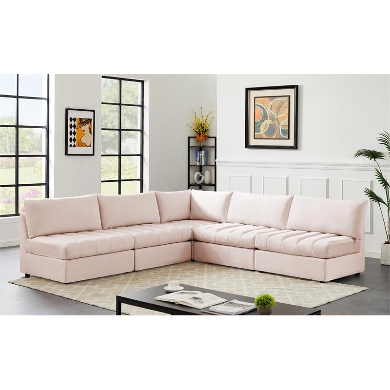 Meridian Furniture Jacob Pink Velvet Modular Sectional