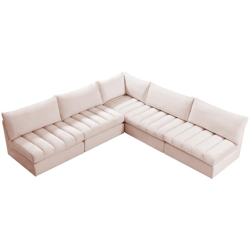 Meridian Furniture Jacob Pink Velvet Modular Sectional
