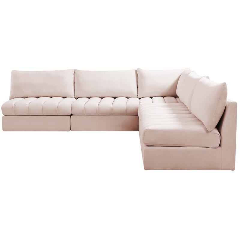 Meridian Furniture Jacob Pink Velvet Modular Sectional