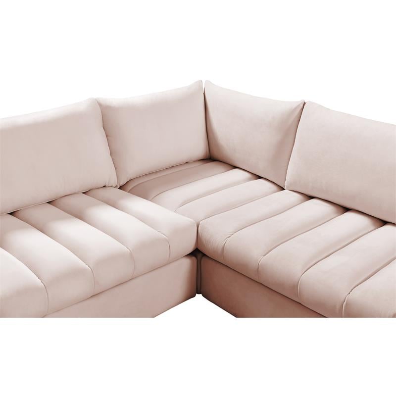 Meridian Furniture Jacob Pink Velvet Modular Sectional