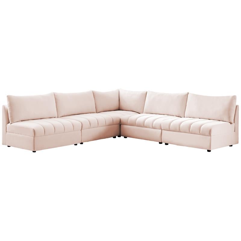 Meridian Furniture Jacob Pink Velvet Modular Sectional