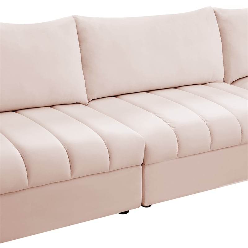 Meridian Furniture Jacob Pink Velvet Modular Sectional
