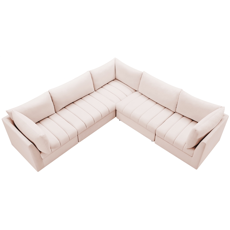 Meridian Furniture Jacob Pink Velvet Modular Sectional