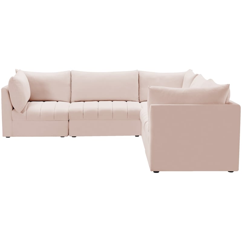 Meridian Furniture Jacob Pink Velvet Modular Sectional