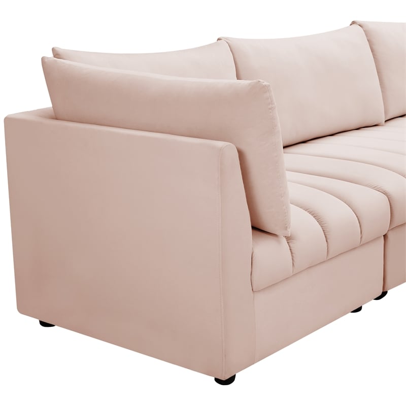 Meridian Furniture Jacob Pink Velvet Modular Sectional