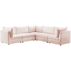 meridian furniture jacob pink velvet modular sectional