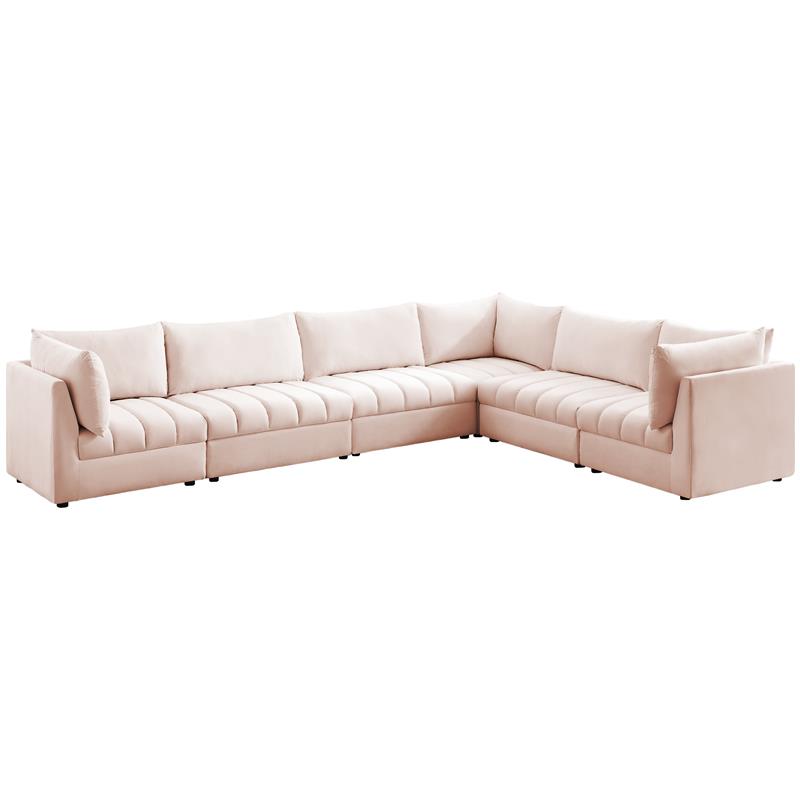 Meridian Furniture Jacob Pink Velvet Modular Sectional