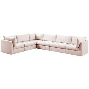meridian furniture jacob pink velvet modular sectional
